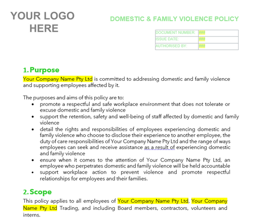 Domestic & Family Violence Policy