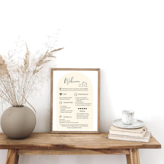 Welcome Sign for Airbnb, Guest Check-in Guide, Editable Short Term Rental Template, STR Printable, Digital Download, VRBO template, Wifi