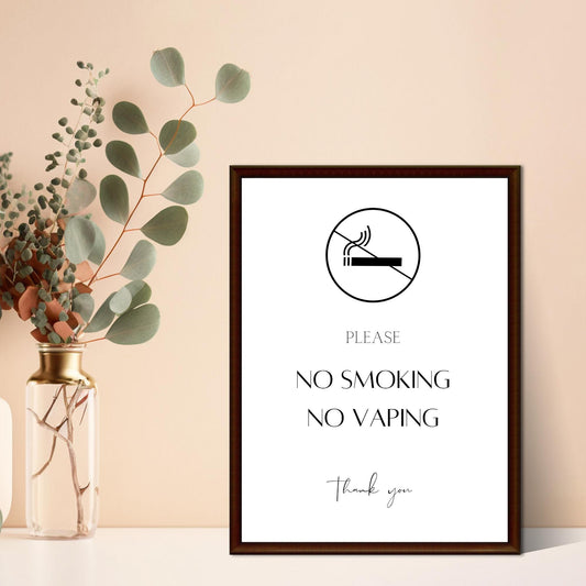 No Smoking Sign, No Smoking or Vaping Sign, Airbnb No Smoking Sign, VRBO, Airbnb Sign, Editable No Smoking Sign, No Smoking Printable Sign